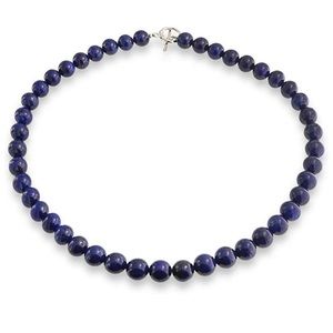 10mm lapis lazuli 18” silver necklace